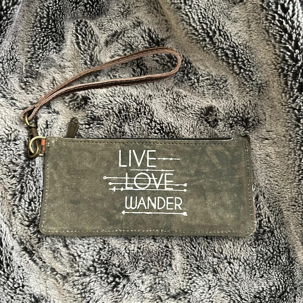 NWOT Monica B Live Love Wander Wristlet